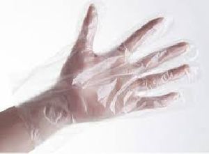 Disposable transparent plastic hand gloves