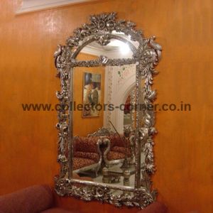 WHITE METAL INLAID MIRROR