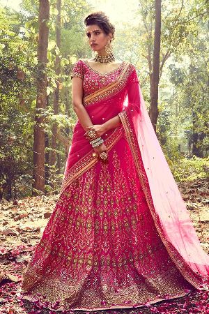 Pink designer heavy unstitched lehenga