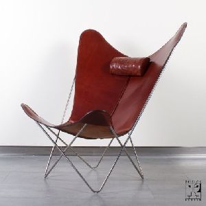 Leather iron butterfly chair