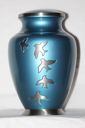 Aria Birds Blue Brass Urn