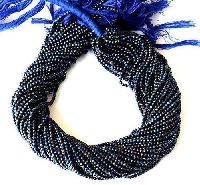 Black Spinel Metallic Blue Faceted Beads