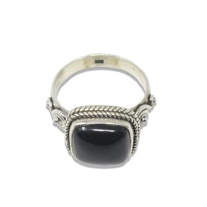 Black Onyx Oxidised Silver Ring