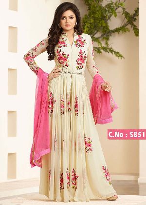 Beige and pink beautiful ethnic dress for women
