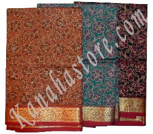 Dark Colors Printed Cotton Sari
