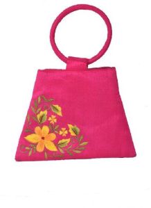 Hand Bag With Floral Embroidery