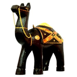 Wooden Fetching Brass Fitted Camel