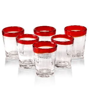 CLEAR RED GLASS SET