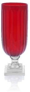 RED CRYSTAL HURRICANE VASE