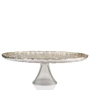 FOOTED CAKE PLATE GREY SILVER