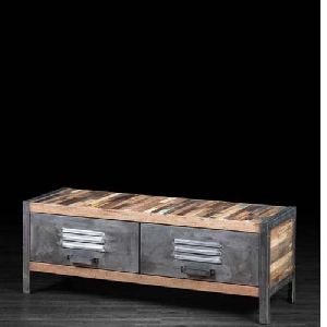 IRON WOODEN 2 DRAWERS PLASMA CABINET