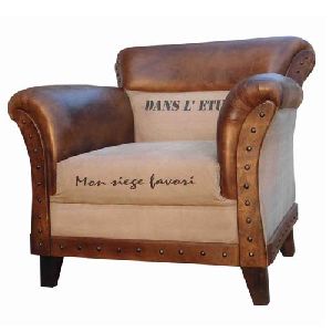 LEATHER CANVAS SINGLE SEATER SOFA