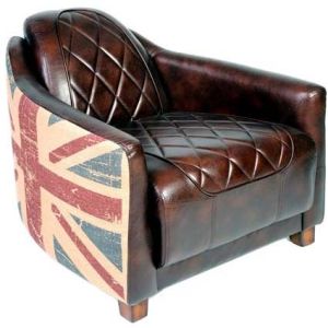 LEATHER CANVAS UNION JACK PRINTED SINGLE SEATER SOFA