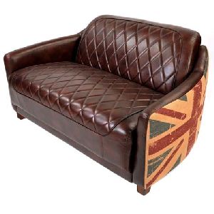 LEATHER CANVAS UNION JACK PRINTED SOFA