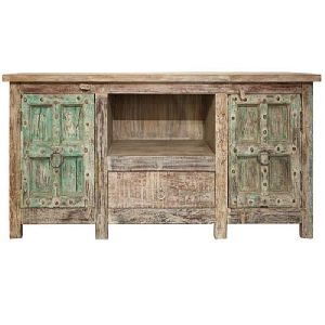 LIME FINISH ONE DRAWER OLD DOOR PLASMA WOODEN CABINET