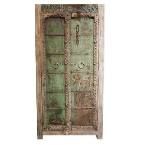 WOODEN OLD DOOR WITH CARVED FRAME ALMIRAH