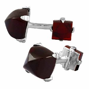 Contemporary Red Garnet Stone Party Wear Cufflinks for Men