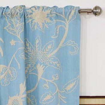 Chelsea Hand Embroidered Cotton Crewel Curtain Fabric