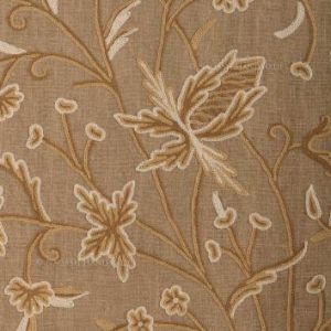 Estonia Crewel Wool Embroidered Natural Linen Fabric