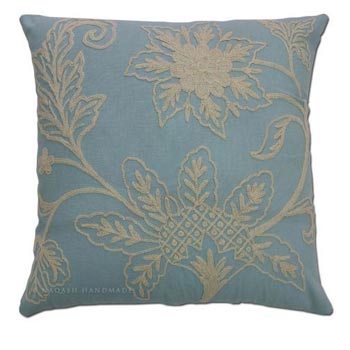 Ocean Cotton Crewel Wool Embroidered Cushion Cover