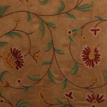 Shalimar Crewel Embroidery Work Handmade Cotton Velvet Fabric