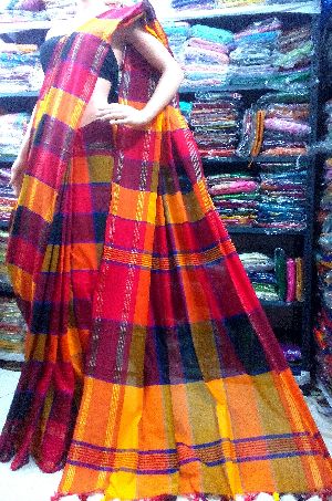 Handloom Khadi Multi Color Box Saree