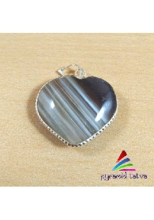 Banded Agate Heart Pendant