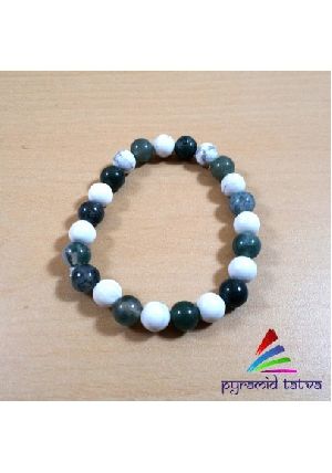 Howlite With Moss Agate Bead Bracelet