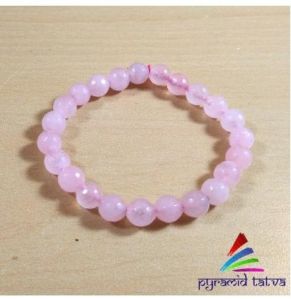 Rose Quartz Diamond Cut Bead Bracelet