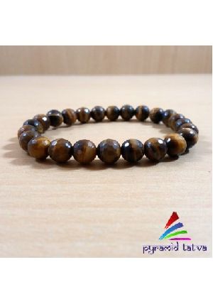 Tiger Eye Diamond Cut Bead Bracelet