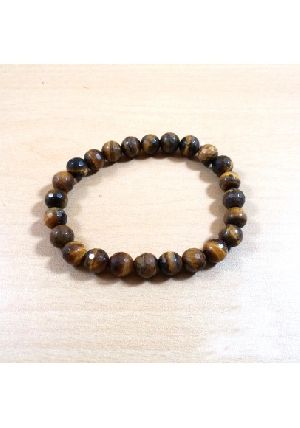 Tiger Eye Diamond Cut Beads Bracelet