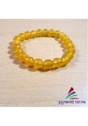 Yellow Onyx Diamond Cut Bead Bracelet