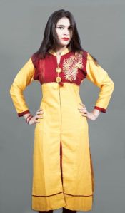 Rayon Leaf Embroidered Kurti