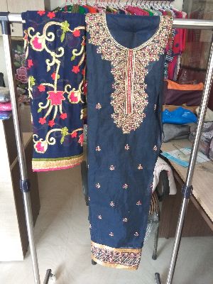 Blue colour designer dress material