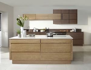 Timber Veneer Kitchen Cabinet