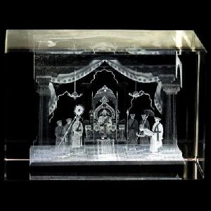 3D Laser Engraved Crystal Glass Trophy
