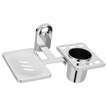 Stainless Steel Soap Dish With Toothbrush Holder
