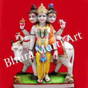 Multicolored Marble Dattatreya Statue