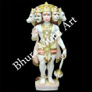 White Marble Panchmukhi Hanuman Statue