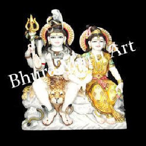 White Marble Shiva Family Statue