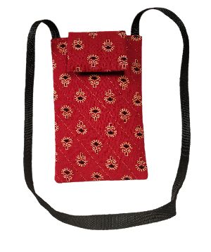 Maroon Printed Cotton Mobile Pouch
