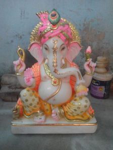 White Marble Pagdi Ganesha Statue