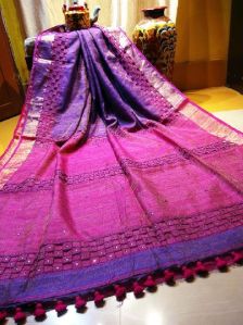 metallic Matka silk cut work sarees