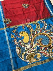 hand painted Pure handloom khadi silk sarees