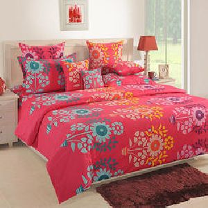 Swayam 120 TC Cotton Red Double Bedsheet Set