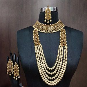 Gold Plated Brown Stone Bridal Set