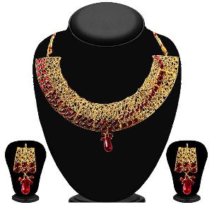 Gold Plated Kundan Drop Necklace Set