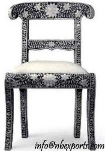 BONE & MOP INLAY CHAIR IN BLACK