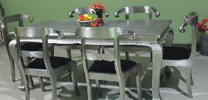 Silver Inlay Dining Table Set