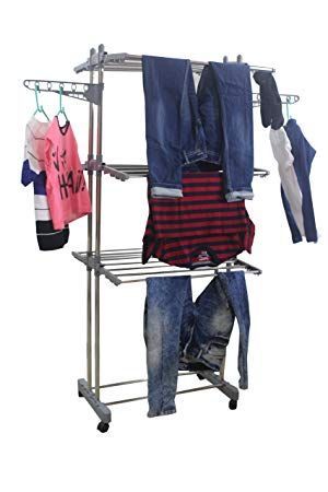 Double Pole 3 Tier Stainless Steel Cloth Drying Stand